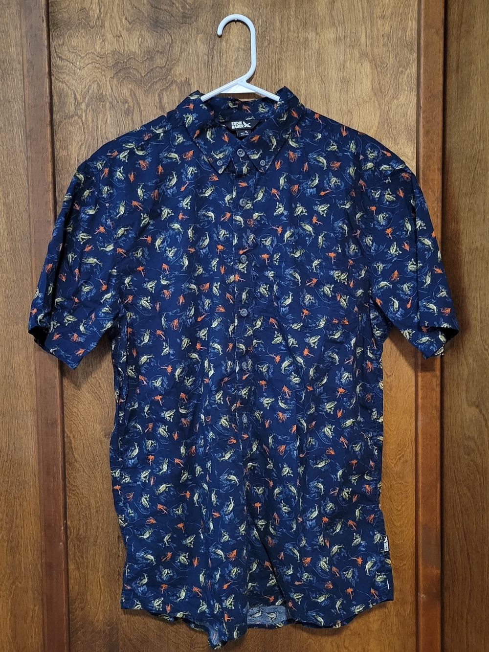 Eddie Bauer Navy Short-Sleeve Button-Down Shirt